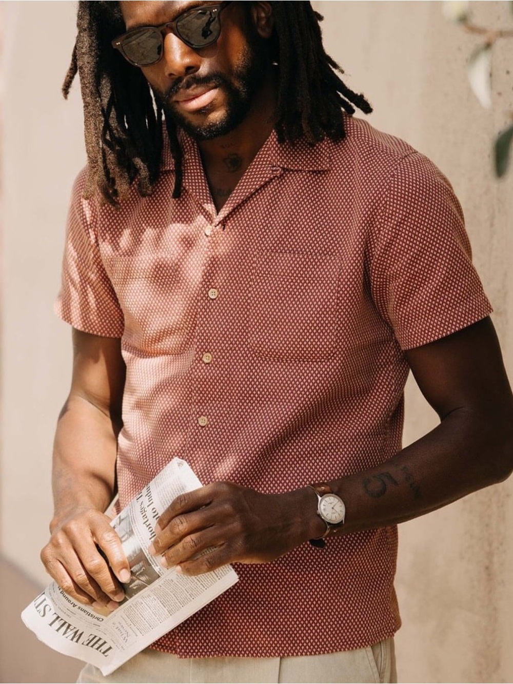 Taylor Stitch The Conrad Shirt Jacquard Fired Brick Dobby Size XL 44